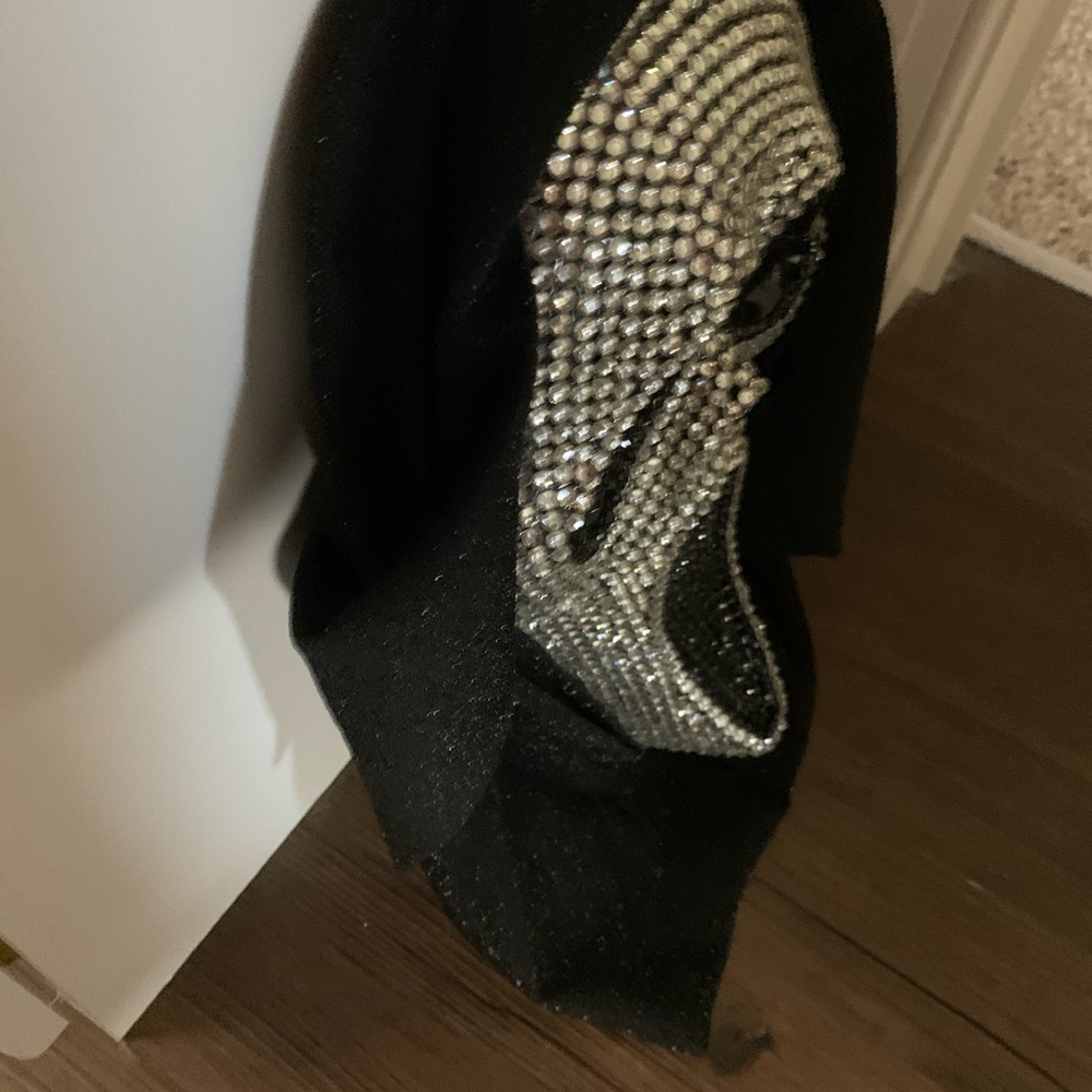 Black and Silver Rhinestone Skull Scarf